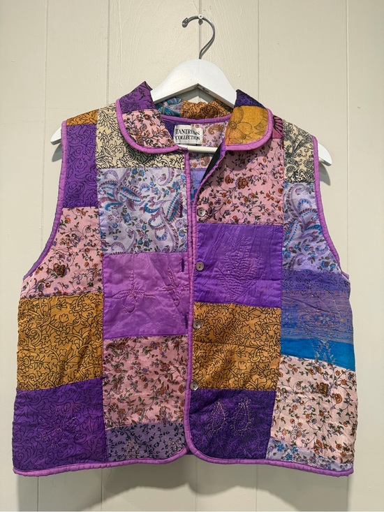 Tantrums Jackets & Blazers - Tantrums Quilted Patchwork Vest in Purple, Pink & Gold